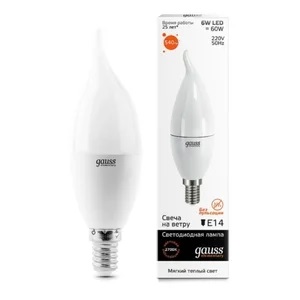 Лампа Gauss LED Elementary Candle Tailed 6W E14 3000K Улыбка Света